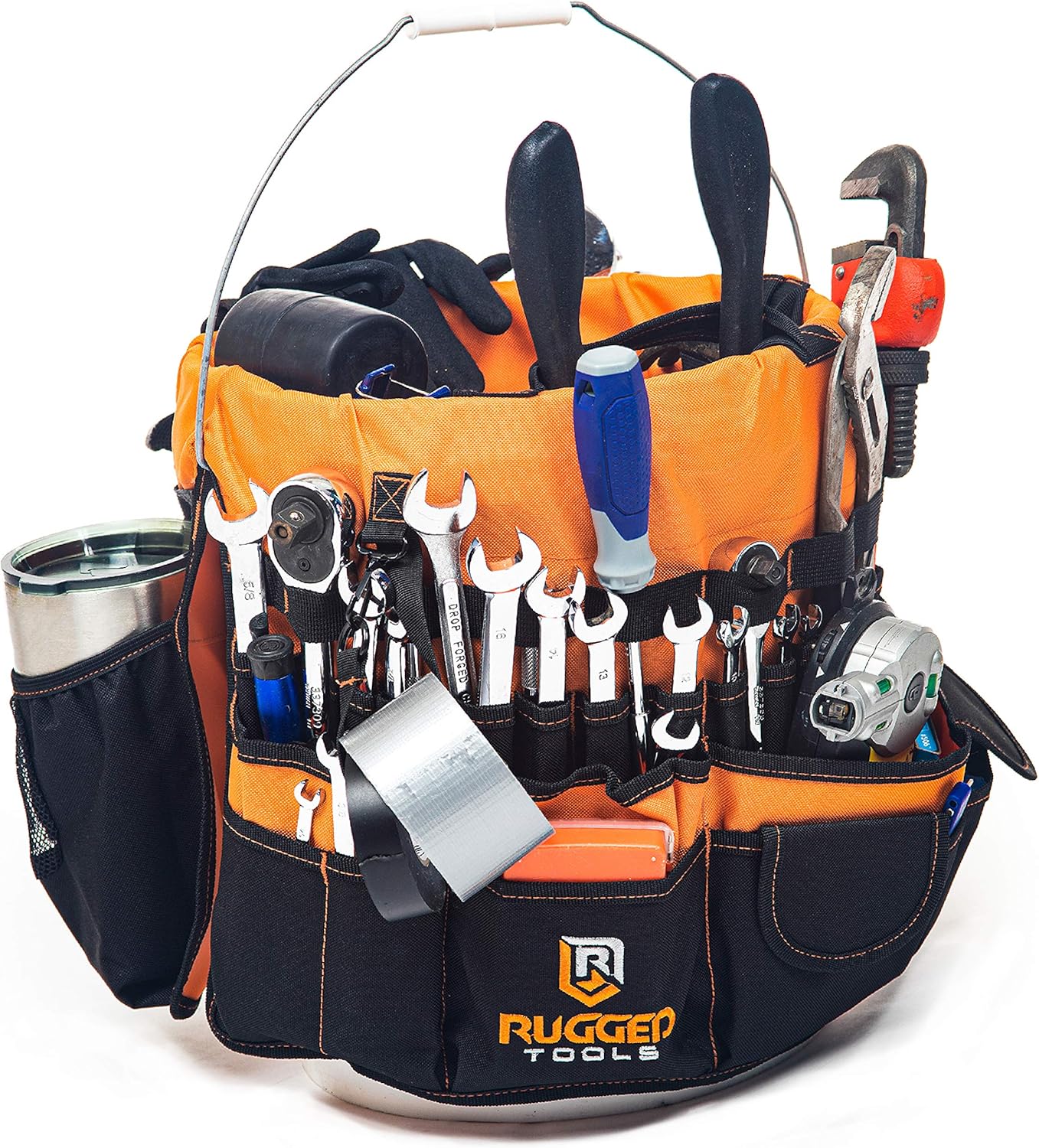 Rugged Tools Bucket Tool Organizer 64 Pocket Bucket Caddy for 5